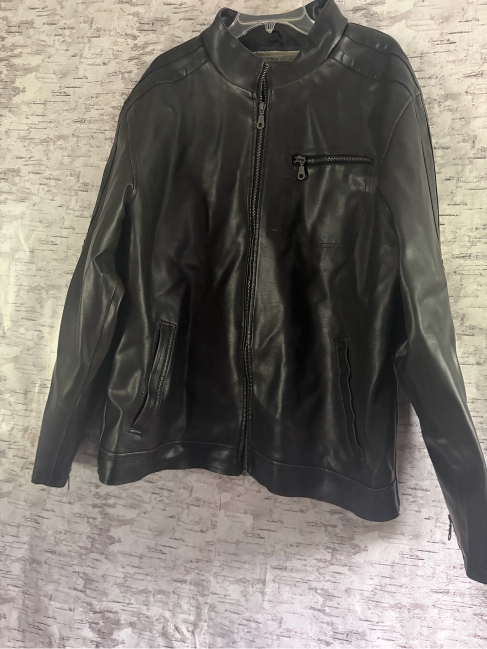Machine Black Leather Bomber Jacket